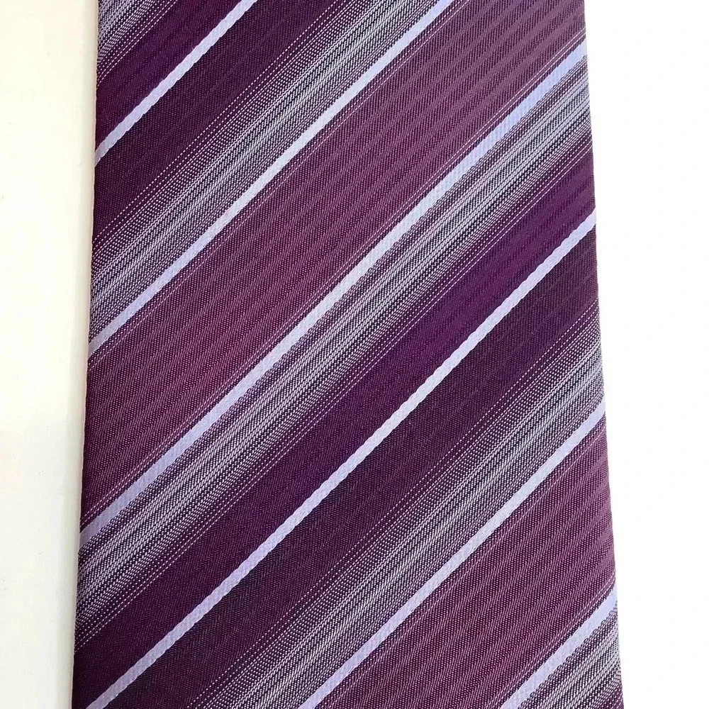 2/$30 BRITCHES Purple Repp Stripe Silk Tie - Picture 7 of 12